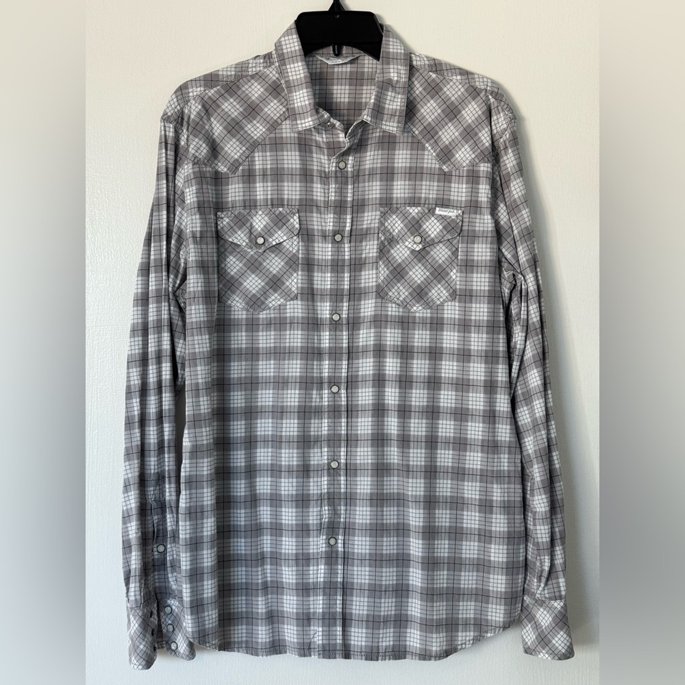 Diesel Men's Gray Checkered Button Down Shirt